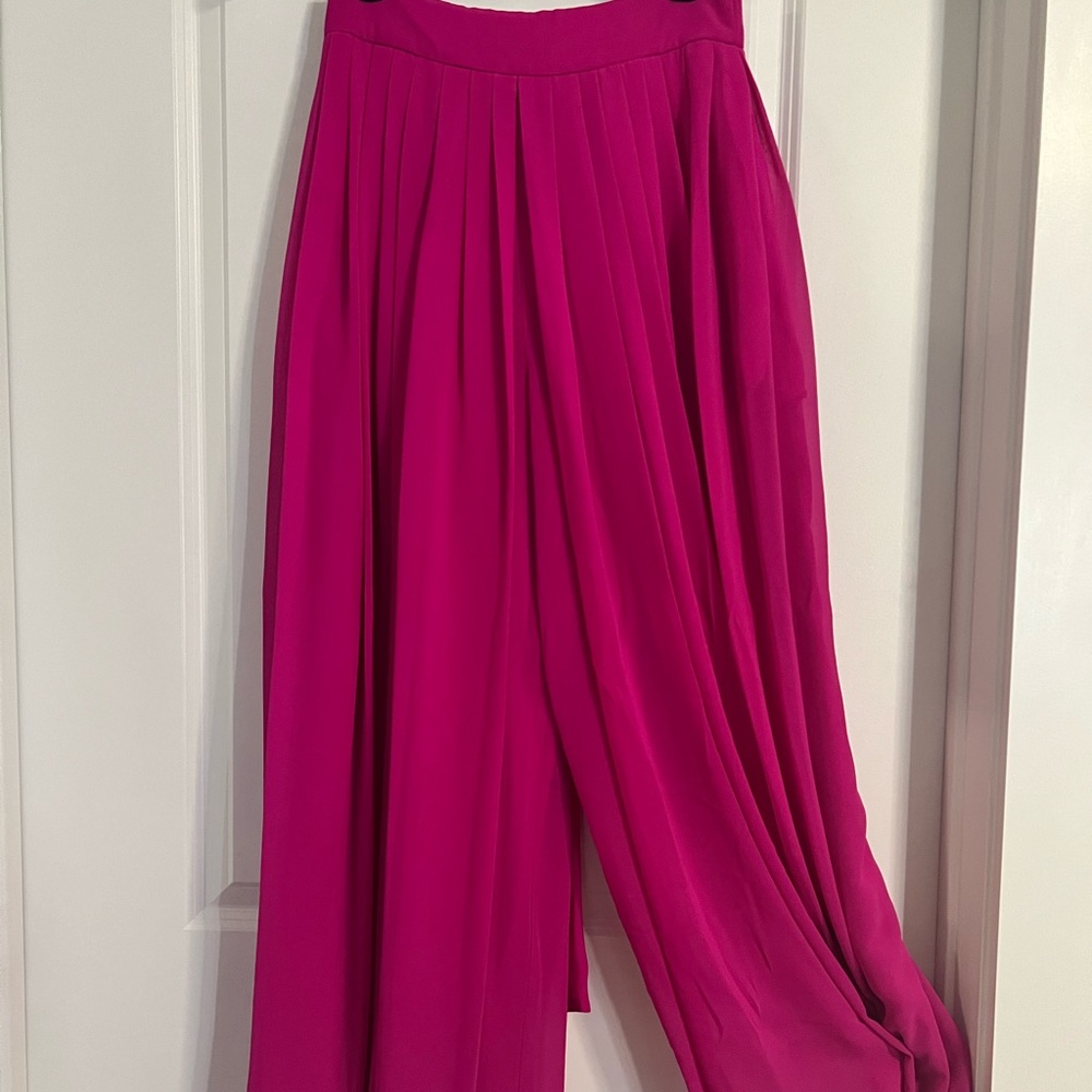 Badgley Mishka - Magenta Pleated Palazzo Pants (2)